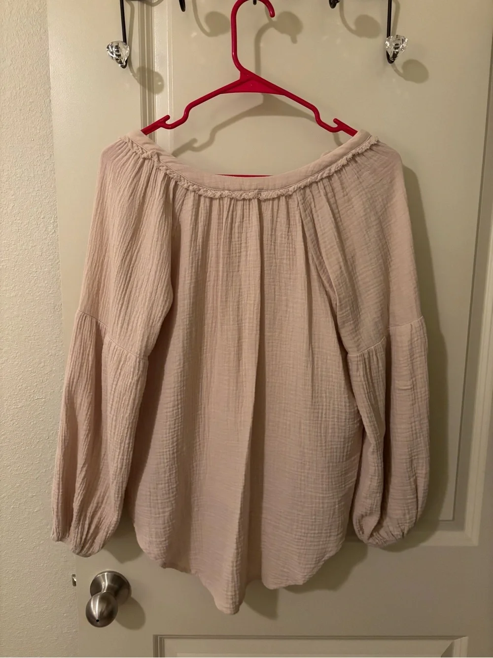 P Cill Crinkled Ruffle Peasant Blouse - Cream - NWOT - boho, Lagenlook, hippie - Picture 3 of 5